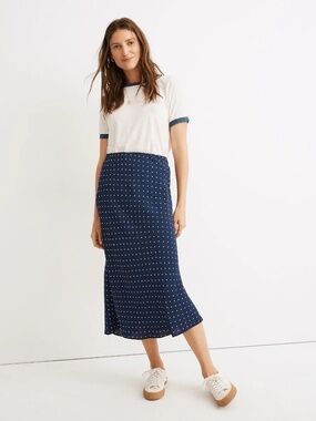 Madewell Midi Slip Skirt in Polka Dot